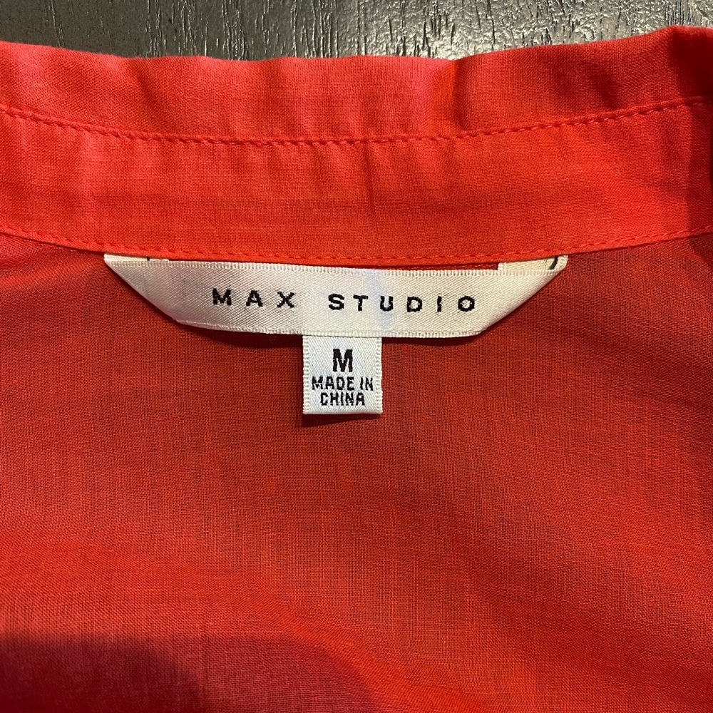 Max Studio Red Button Up Top - Picture 5 of 5